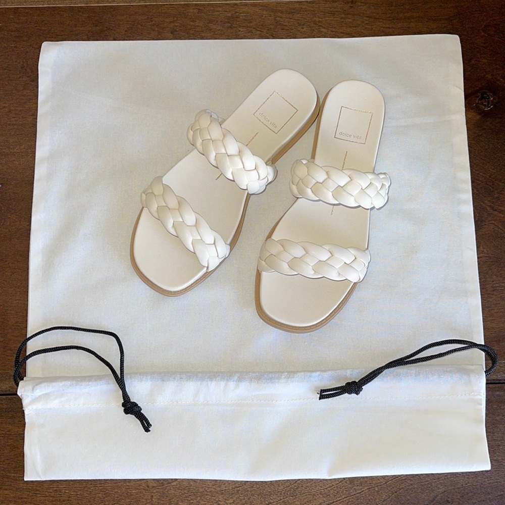 NIB Dolce Vita “Gabbie” Braided Double Strap Sandals Chalk-beige Size 8 - Picture 9 of 14